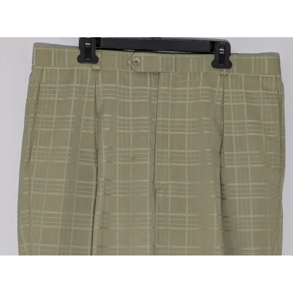 Falcone Vintage Olive Green Windowpane 7 Button Zoot Suit 44L 38W 1920s Styled